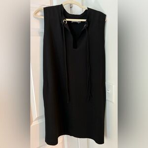 Maya Negri Black Grommet Sleeveless Shift  Dress Israeli Designer Size Small